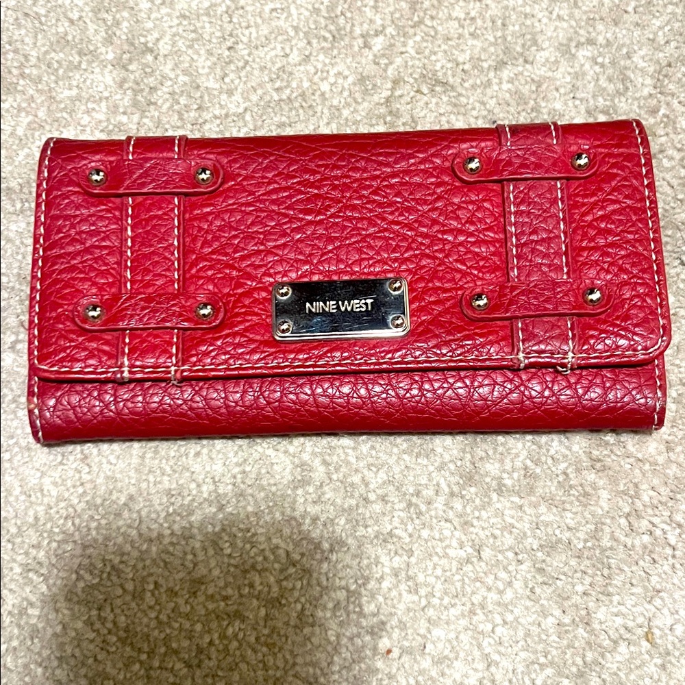 Nine West Bold Red Textured Wallet